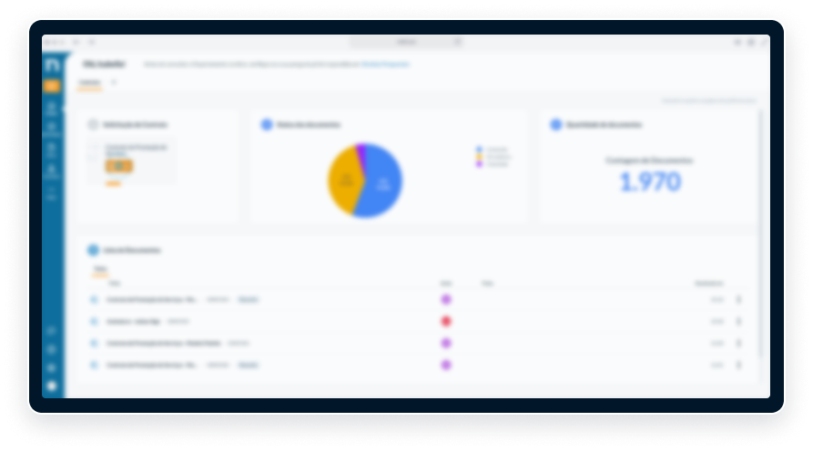 Notebook aberto mostrando uma tela interna do netlex, um software de gestão de contratos, documentos e fluxos de trabalho que ajuda empresas de todas as áreas do mercado a tornar mais eficientes os processos de criação, aprovação, revisão, assinatura, armazenamento e gestão de documentos. A tela representa uma etapa do workflow do documento, na qual o conteúdo do arquivo está exibido na parte central da plataforma.